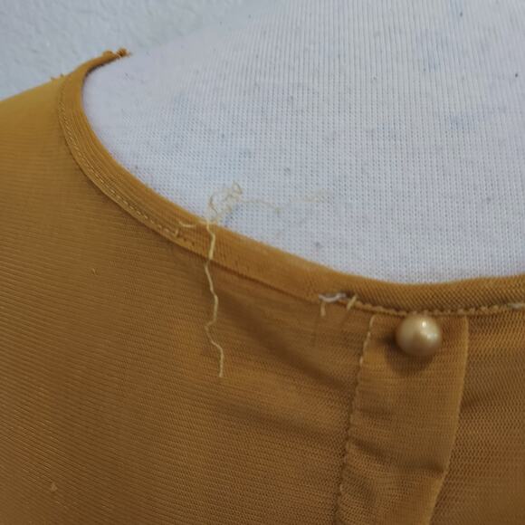 Ultra Pink Mustard Long Sleeve Crochet Tunic Long Sleeve Blouse Size XL - Picture 11 of 13